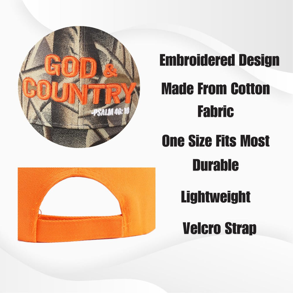Swanson Christian Products God and Country cap in-use outdoors, ideal for sunny days.
