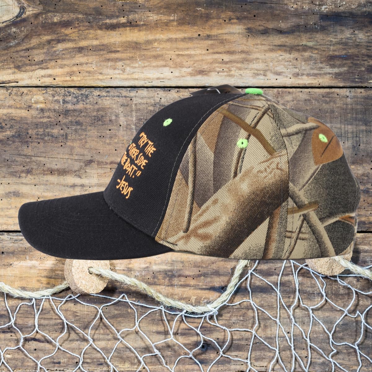 Swanson Fisherman camouflaged hat stitch detail for daily wear