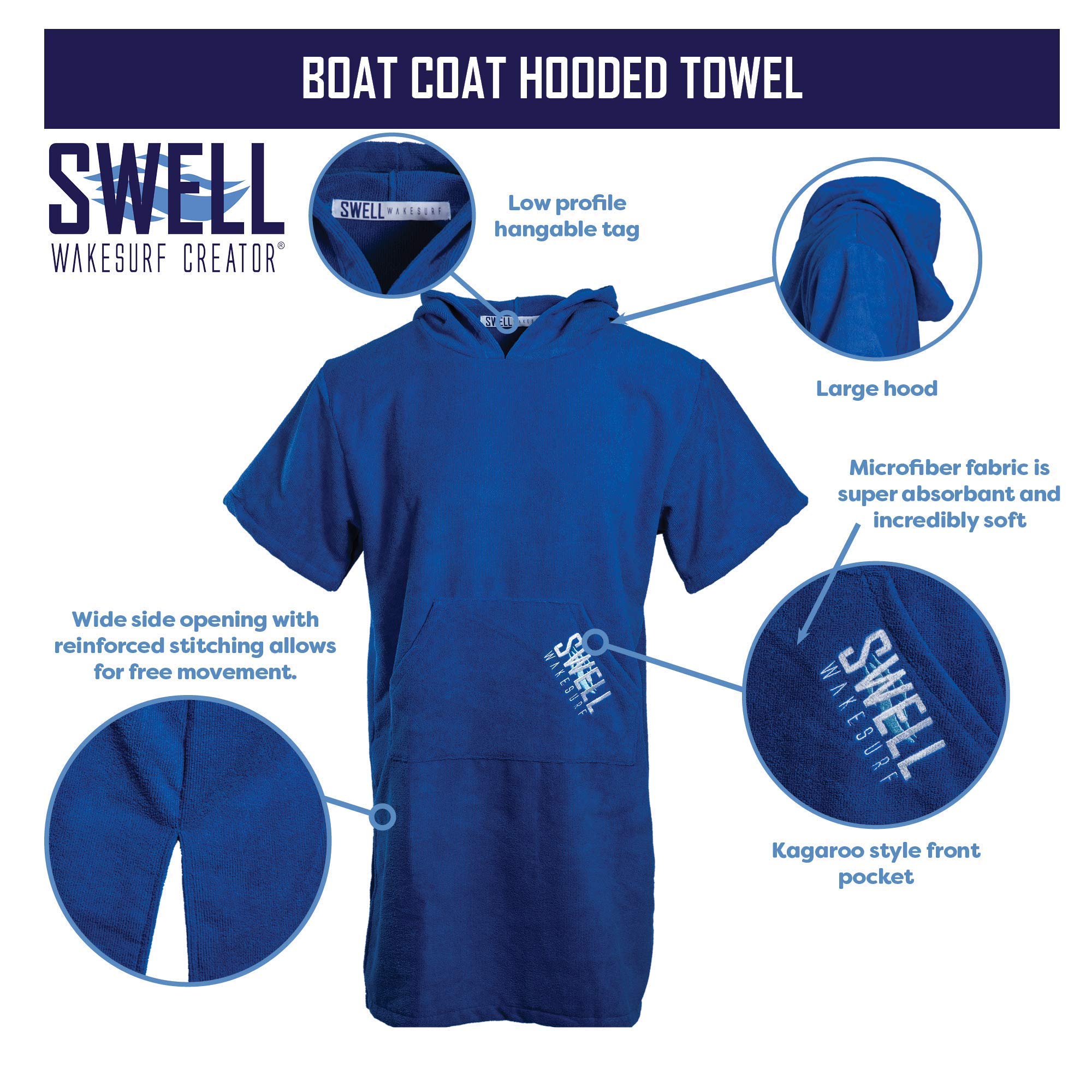 Model wearing Swell Wakesurf Creator Boat Coat showcases relaxed fit.