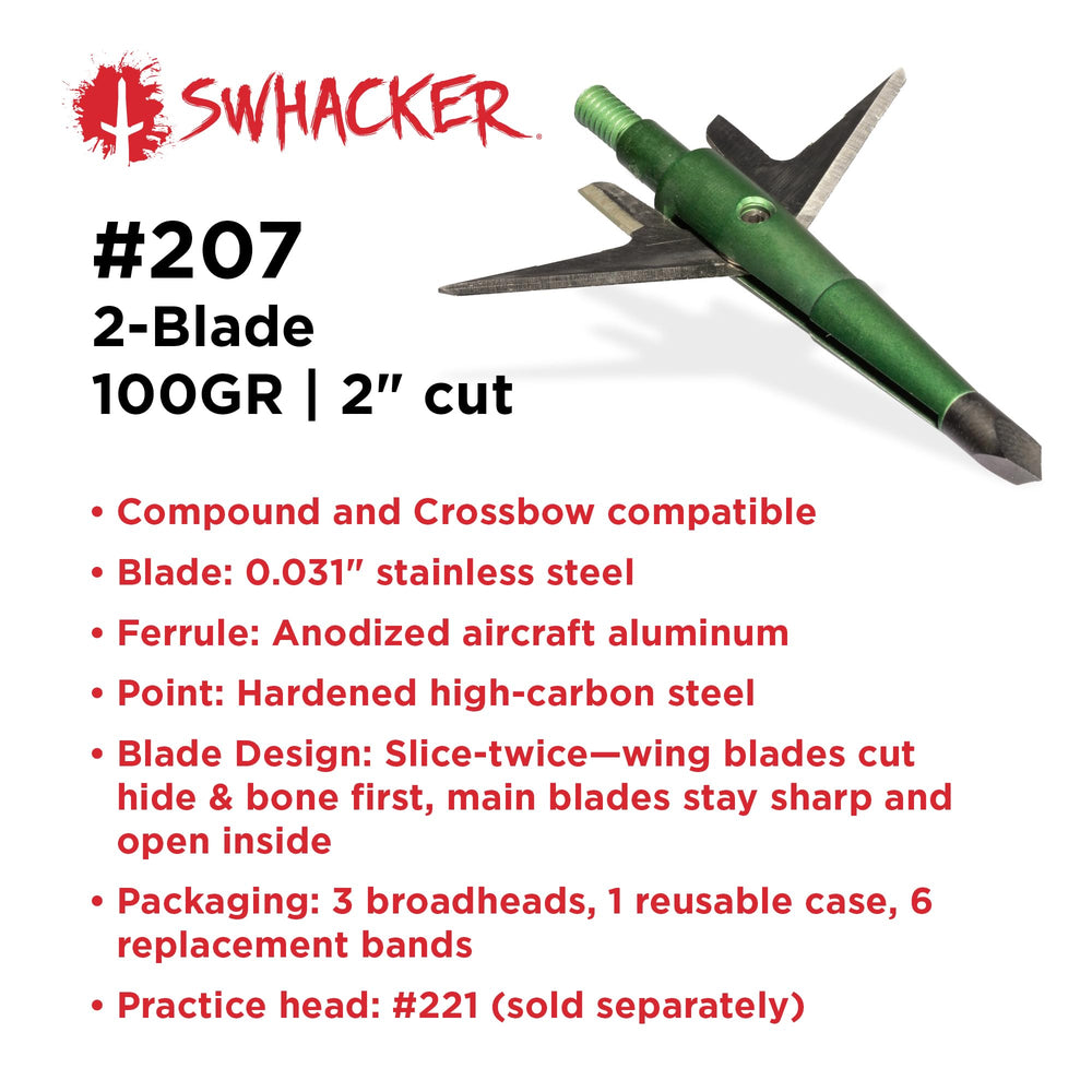 Swhacker 207 main-blade razor-edge ready for precise post-entry cuts.