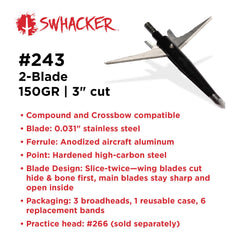 Swhacker #243 broadheads aluminum ferrule ensures weight uniformity for consistent flight