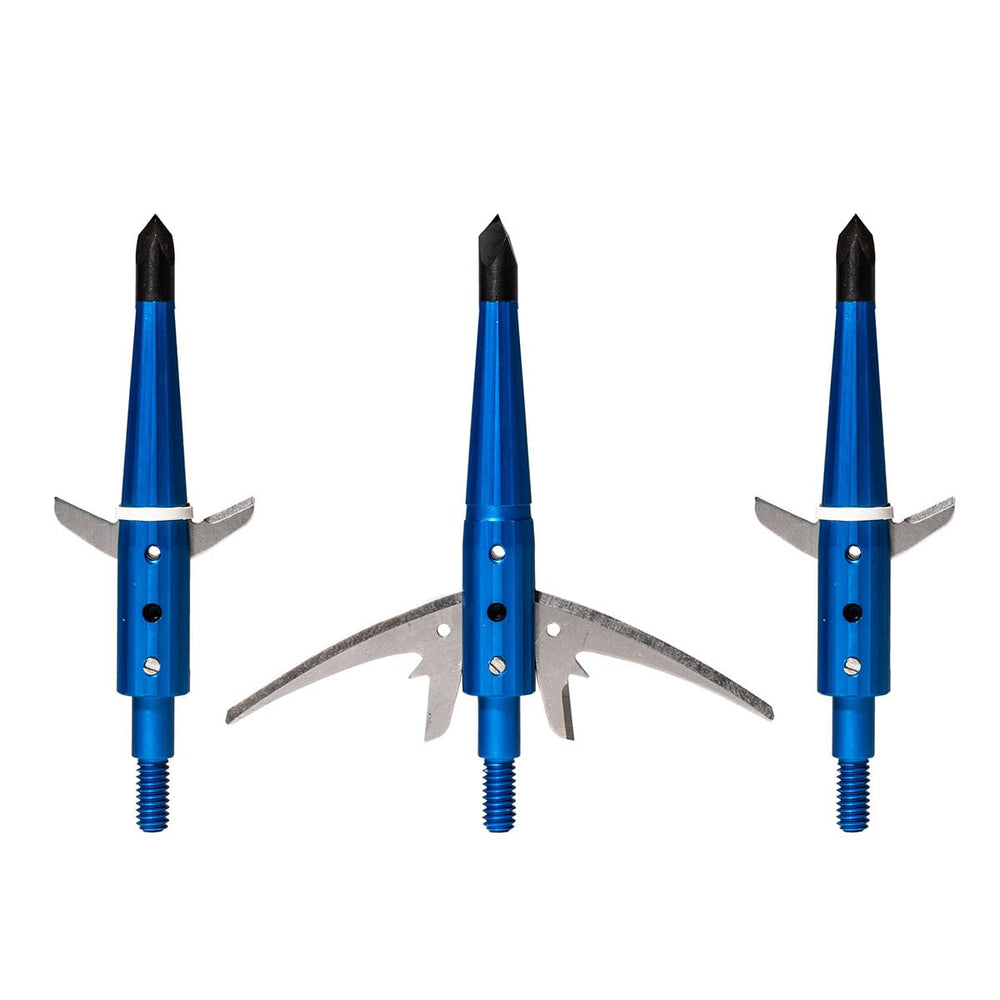 Swhacker Levi Morgan blue broadhead 2.5-inch; sharp-wide cut for reliable field performance.