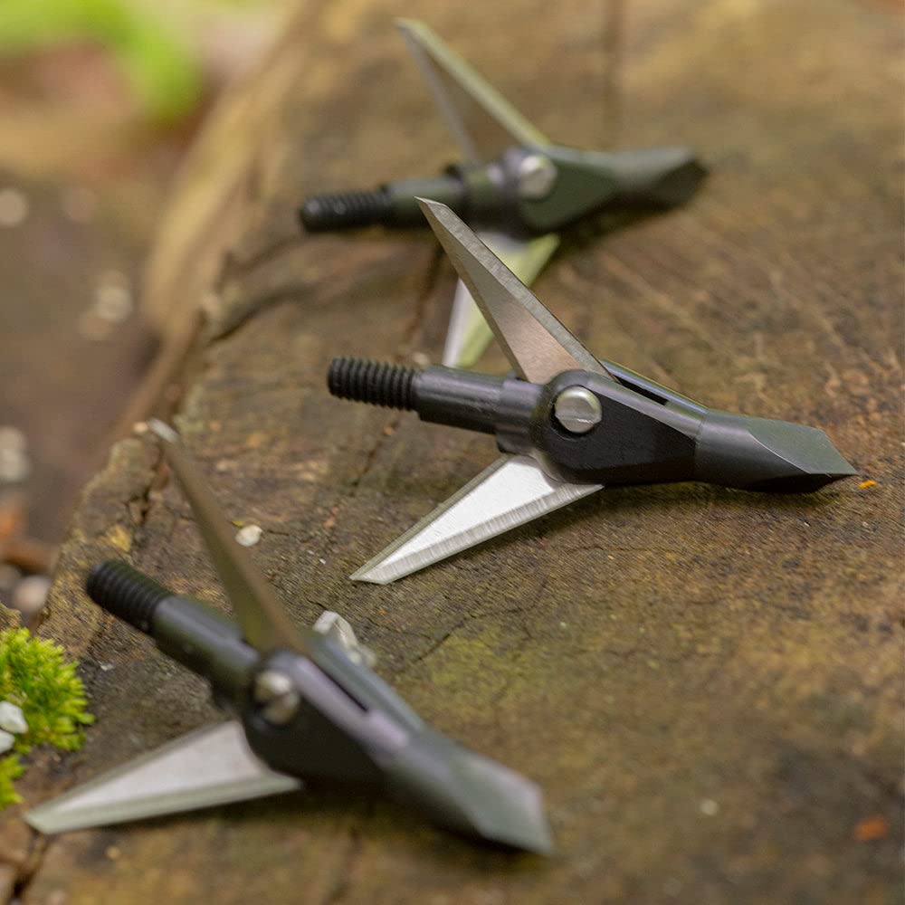 Swhacker Levi Morgan Series broadheads machined-steel finish with black coating resisting corrosion in rugged conditions