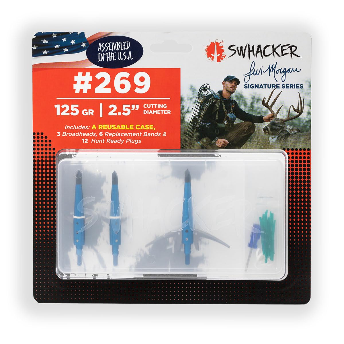Swhacker Levi Morgan 2.5-inch wide-cut broadhead in flight path view.