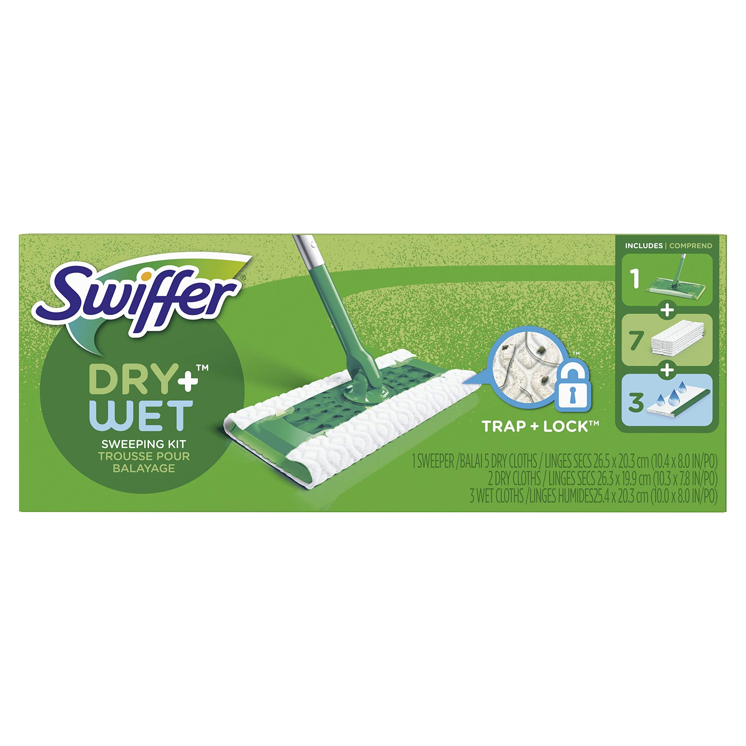 Swiffer electrostatic cloth draws dust and hair from surfaces.