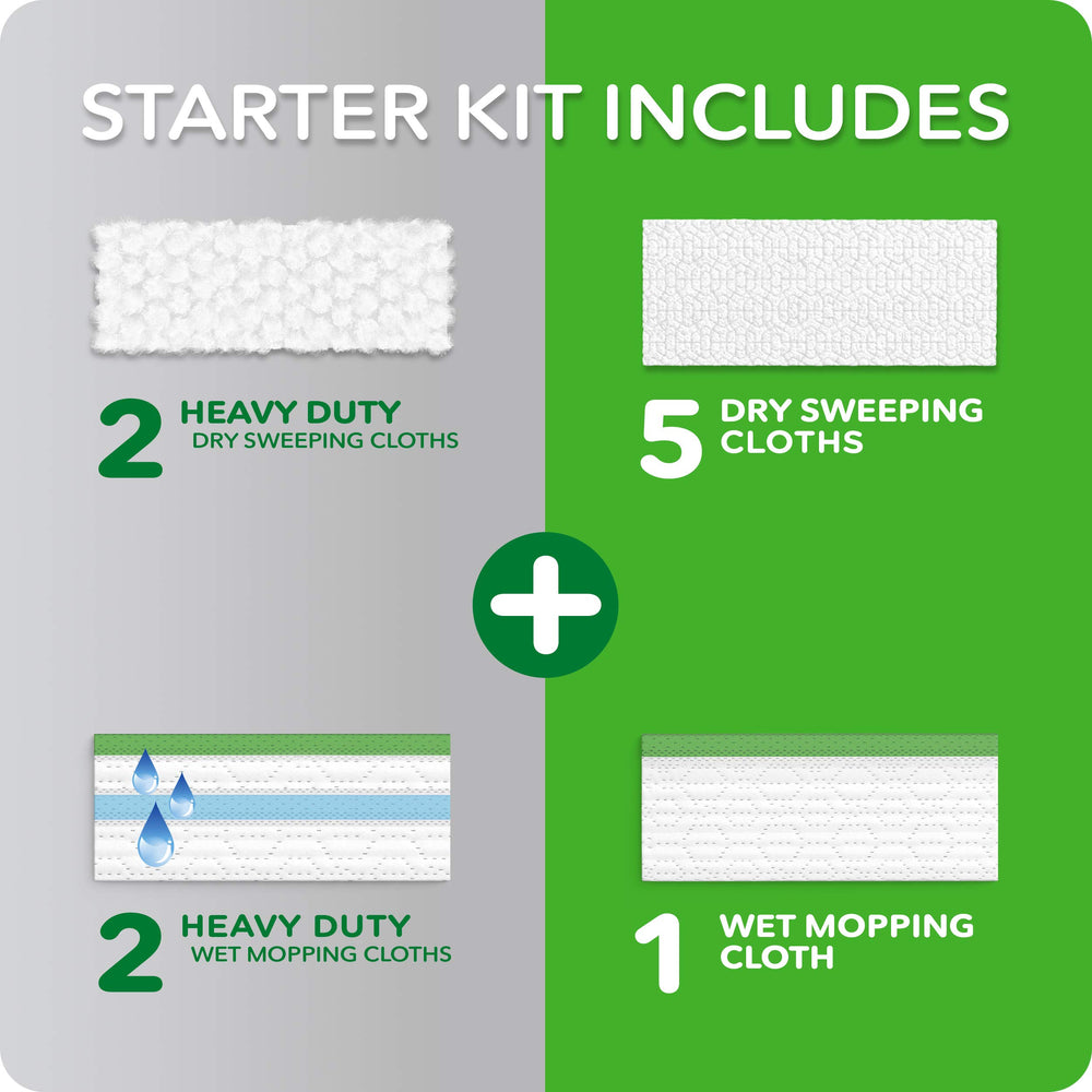 Swiffer cloths dissolve stains with wet cleaning action for stubborn spots.