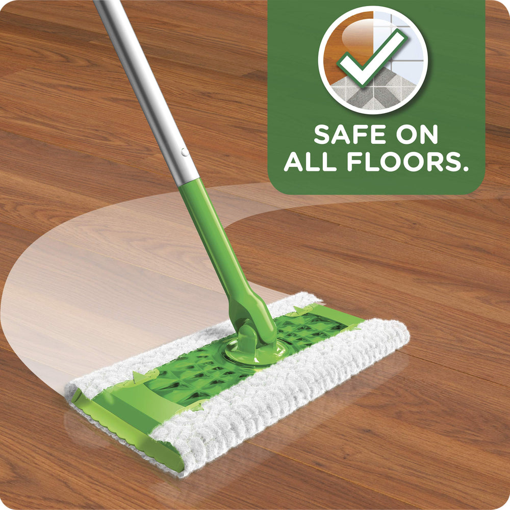 Swiffer swivel-head enables easy cleaning in tight corners and under furniture.
