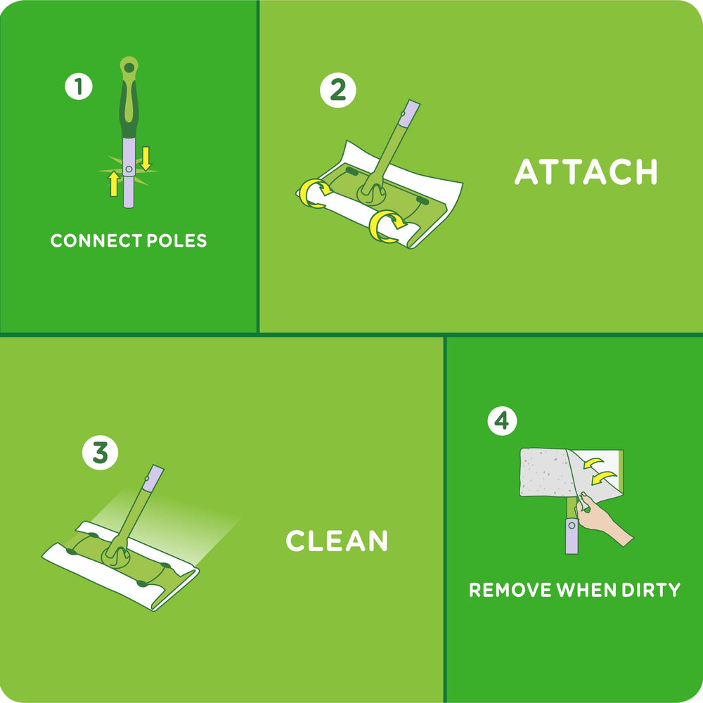 Swiffer wet cloths presoaked with cleaning solution for quick stains.
