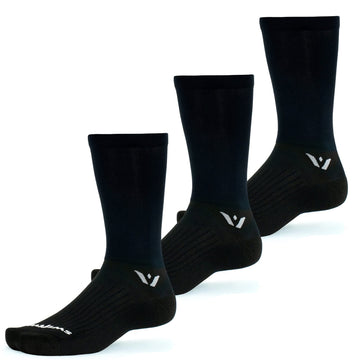 Swiftwick Aspire Seven cycling socks pack highlights moisture-wicking fibers for dry feet.
