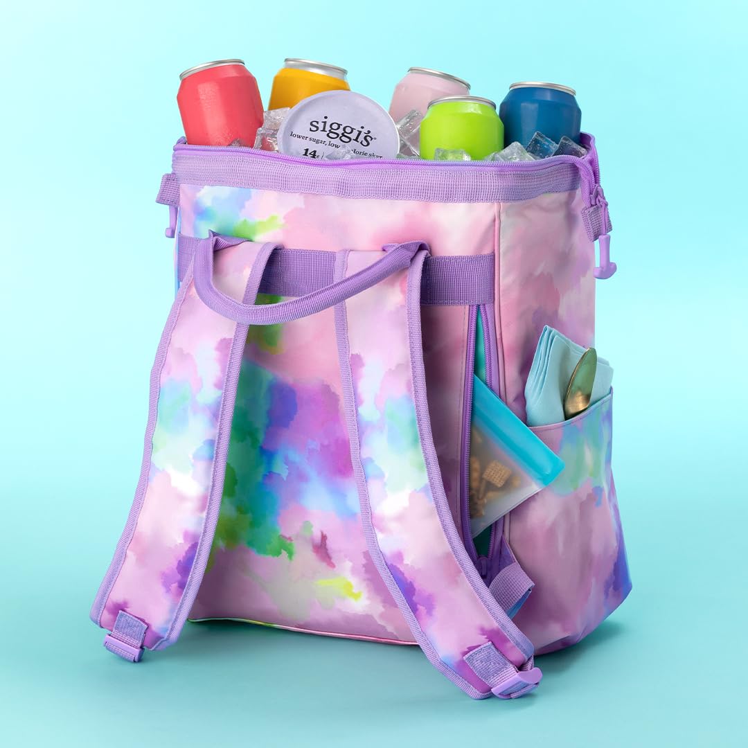 Swig Life Packi cooler waterproof fabric protects contents on damp beach days.