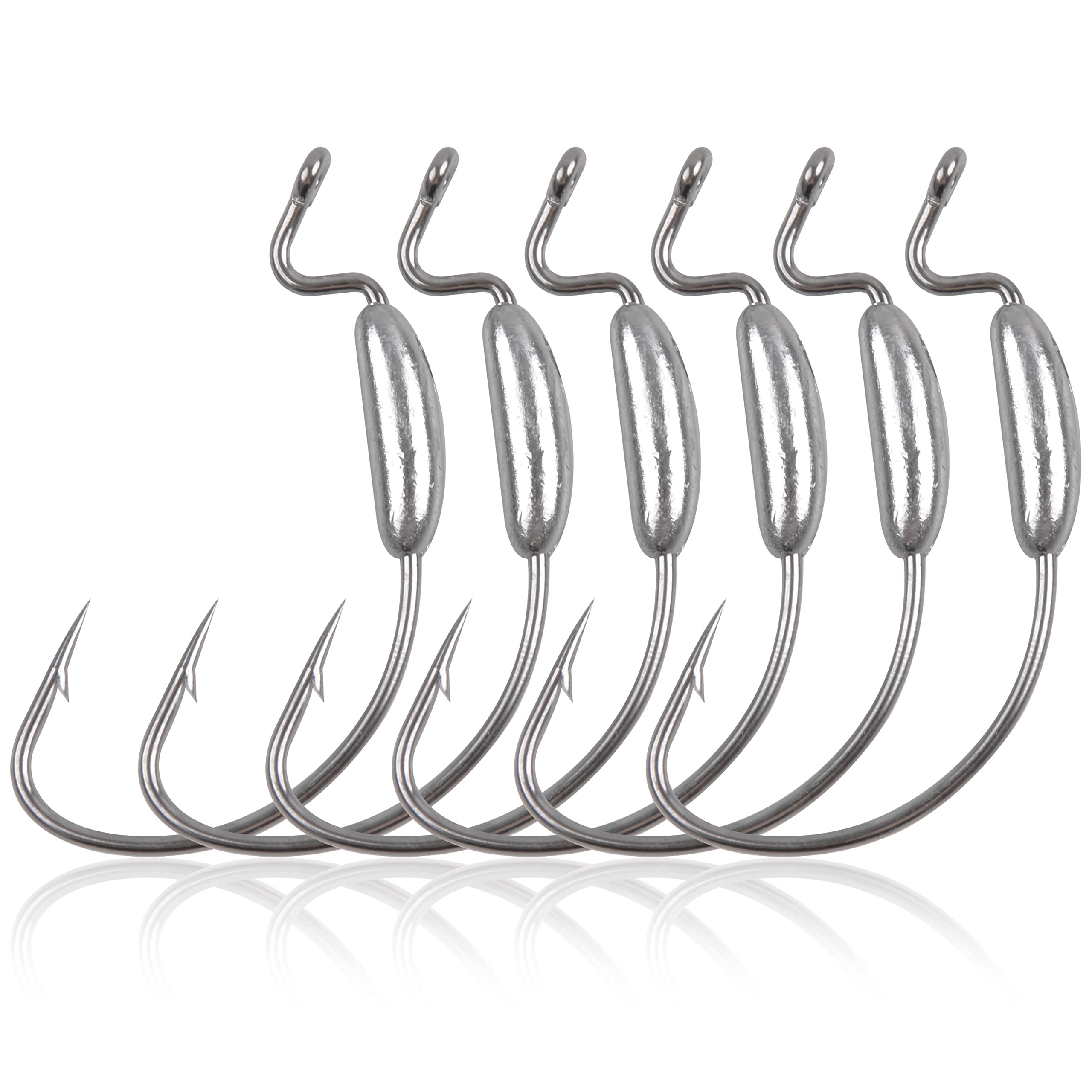Weighted swimbait hooks 25-piece offset wide-gap jig hooks for soft plastic worms