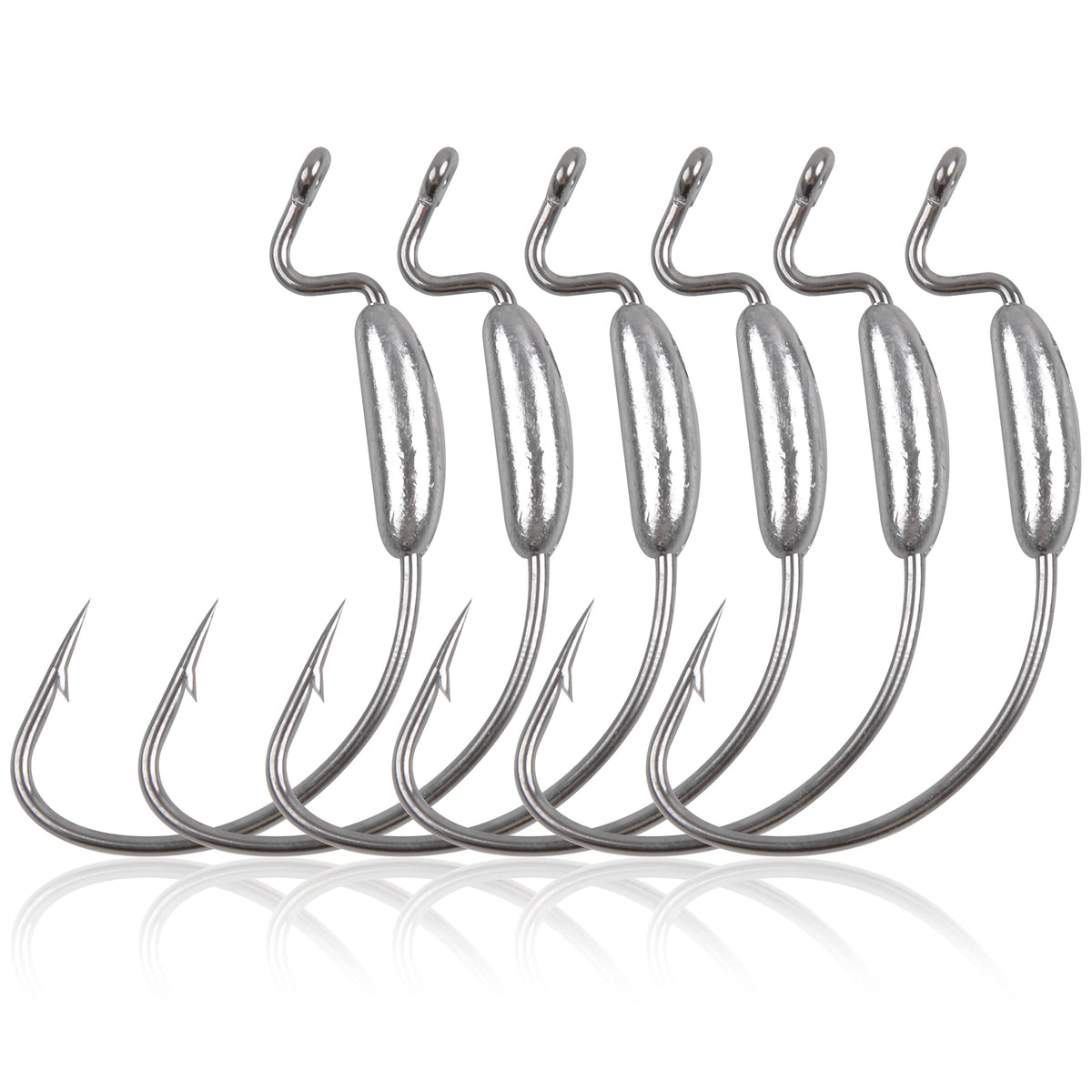 Weighted swimbait hooks 25-piece offset wide-gap jig hooks for soft plastic worms