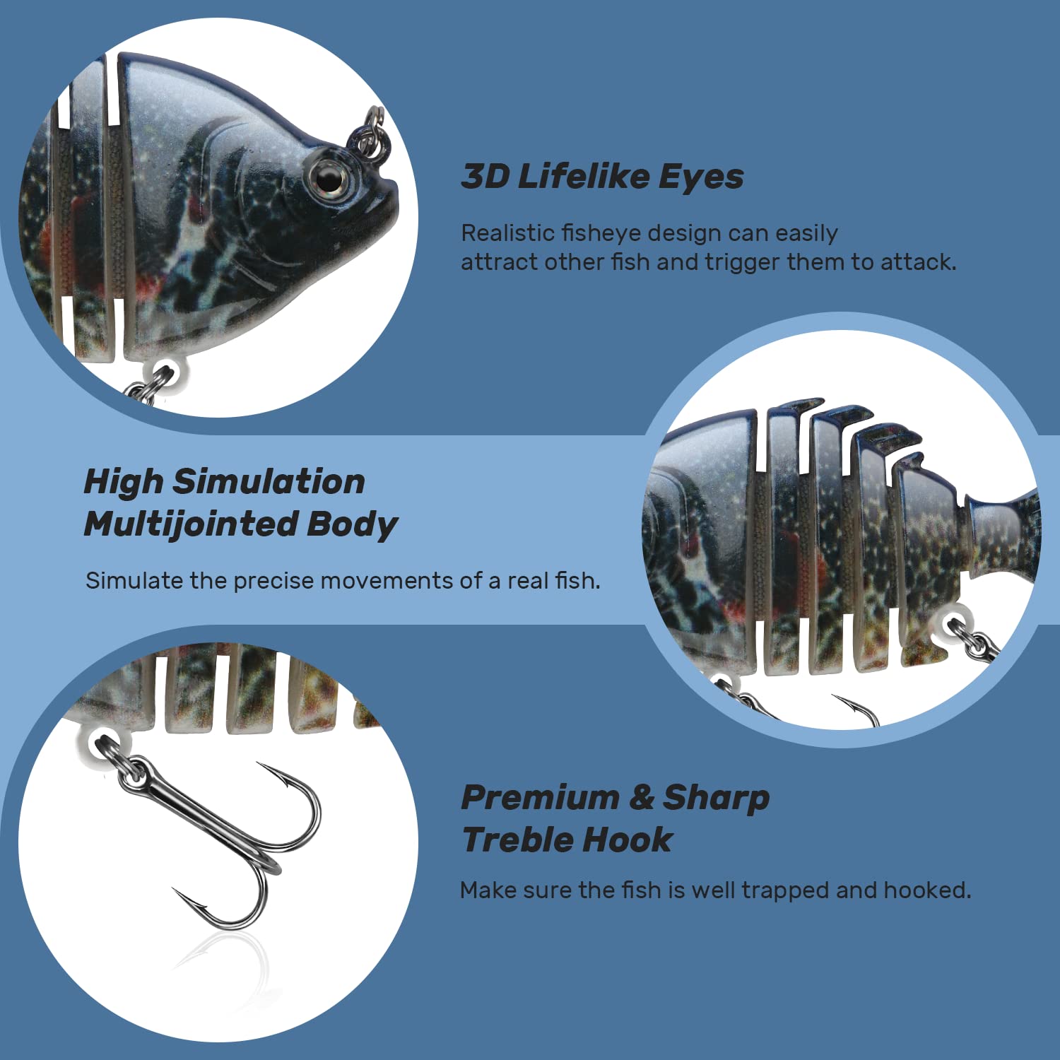 Swimbait suitable for bass, pike, trout, walleye and more