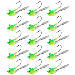 Swimbait jig head hooks with yellow-green color and 3/8oz size