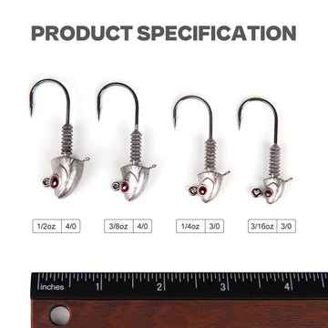 15-pack of swimbait jig heads in assorted weights