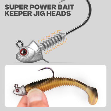 Swimbait jig heads in assorted weights: 3/16oz, 1/4oz, 3/8oz