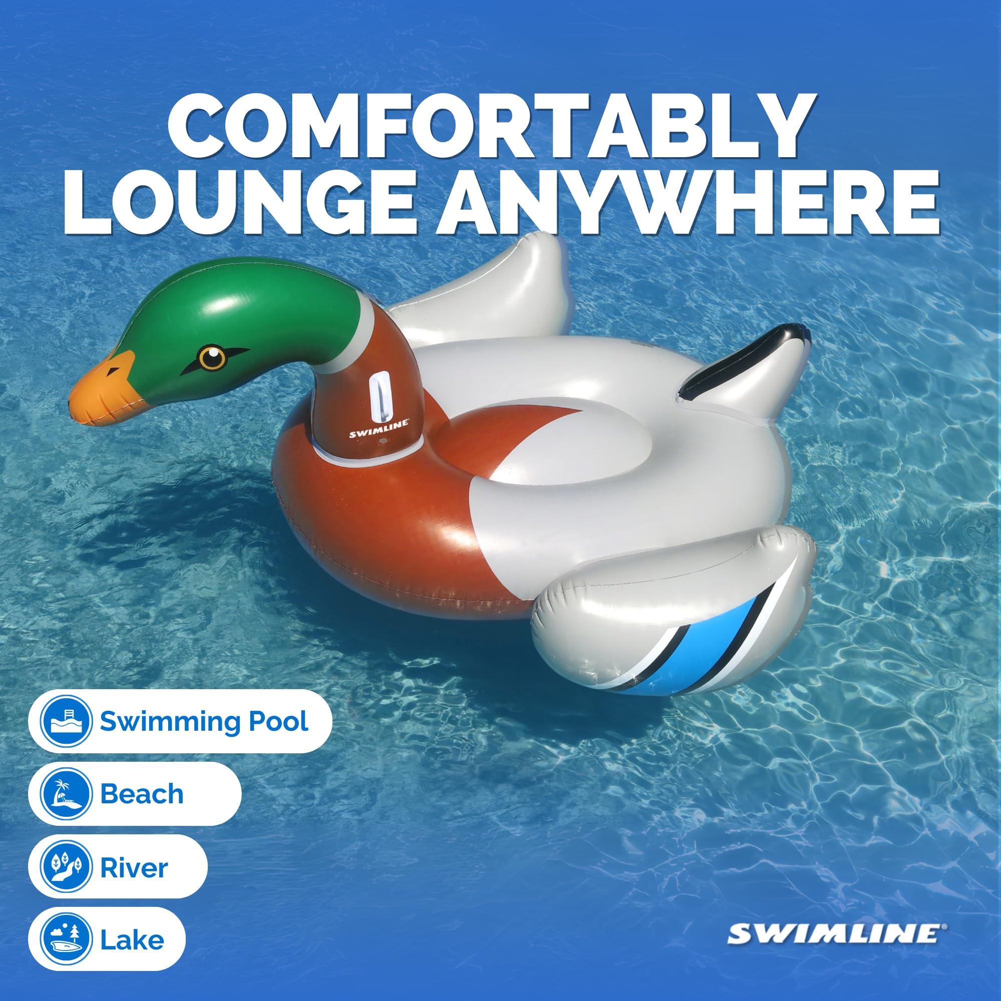 Swimline Original 90703 decoy duck base-loungearea emphasizing oversized design for comfort