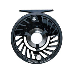Close-up of large arbor and slim side profile on Swing reel