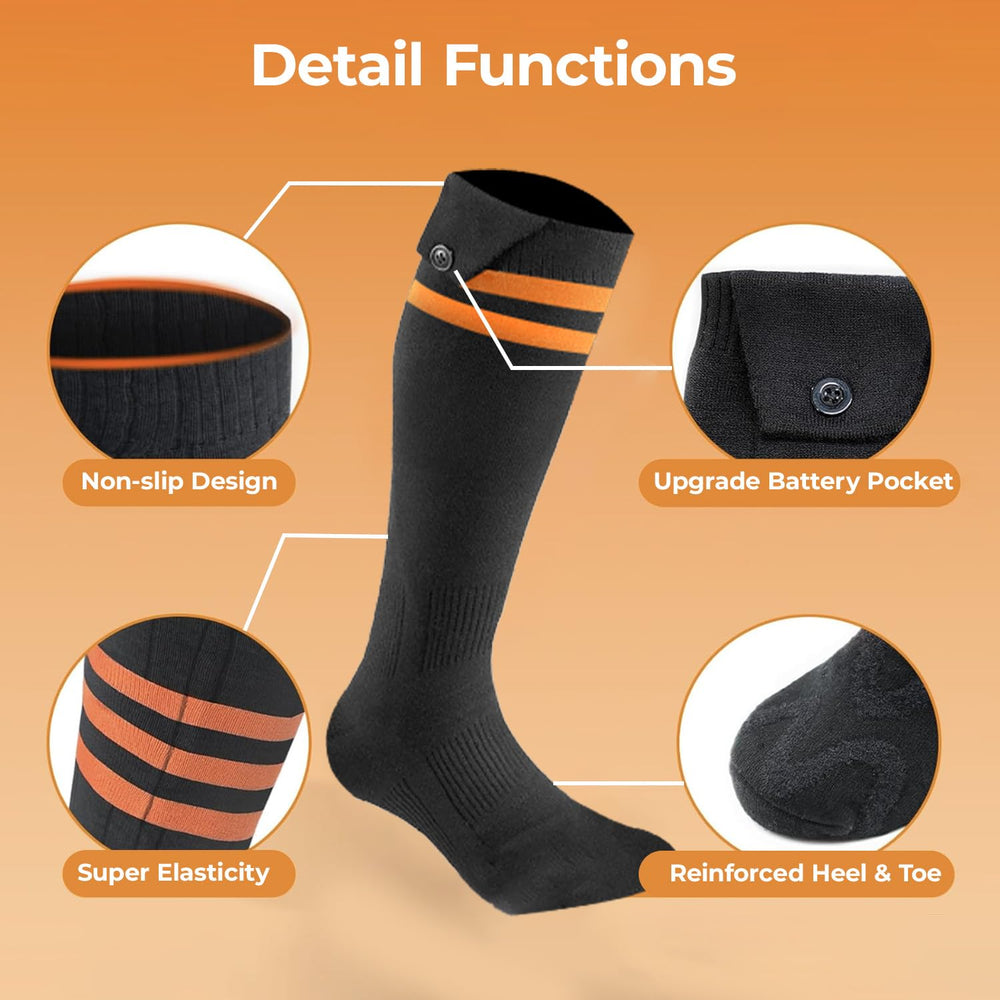 SWIRISE heated socks friction-reducing-heel prevents rubbing during activity