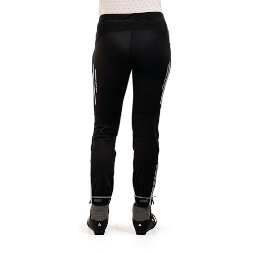 Swix Delda women's softshell pant black, side view, versatile use for fall and winter activities.
