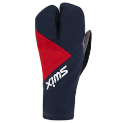 Swix Inspire Primaloft Lobster mittens dexterity test highlighting finger flexibility