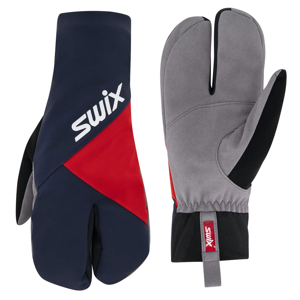 Swix Inspire Primaloft Lobster mittens front view showing slim warmth for alpine trails