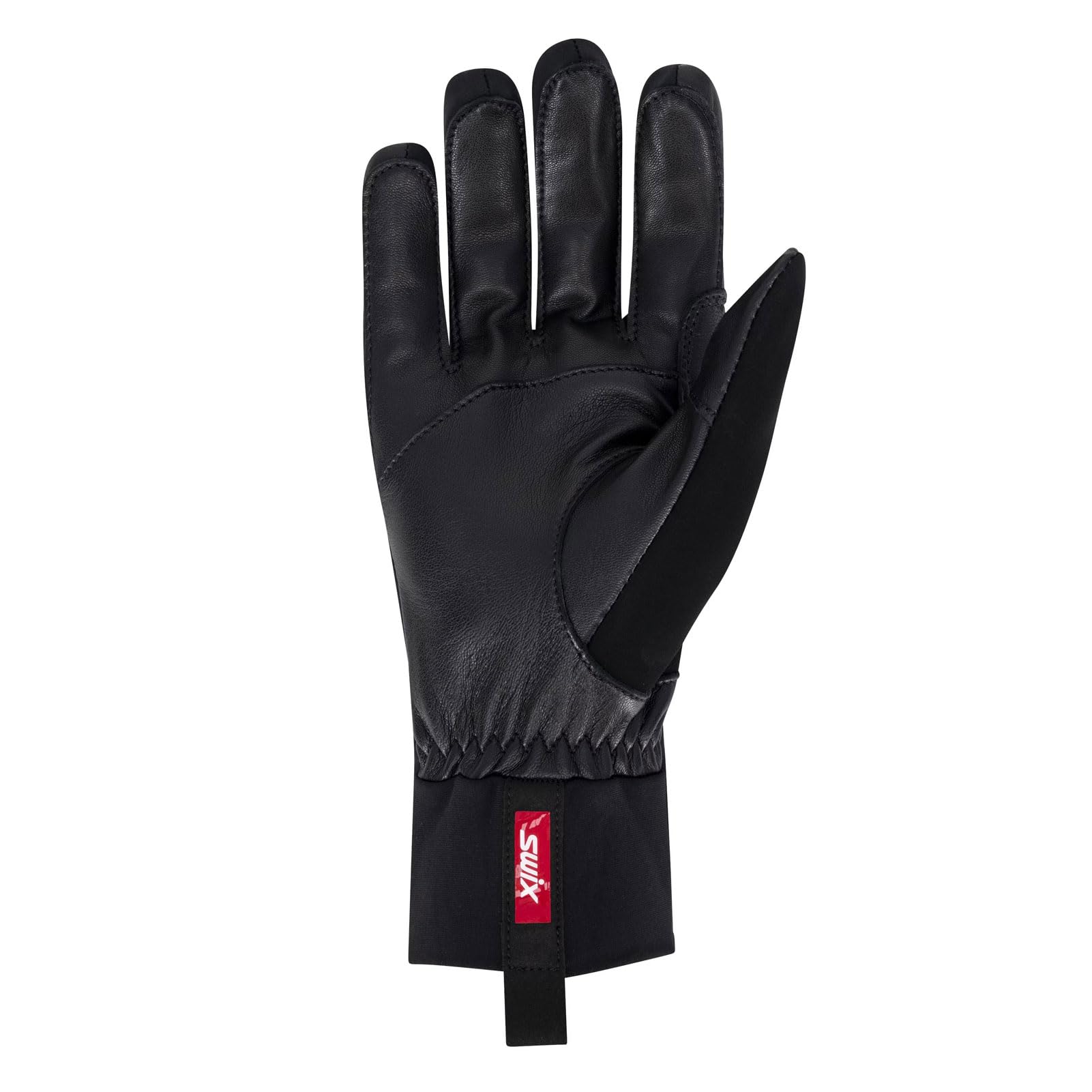 Swix Performance Gore Glove fingers closeup shows pre-curved fit and flexibility during high-output skiing.