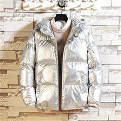 SWJGLITTR silvery metallic finish jacket detail highlights contemporary style.