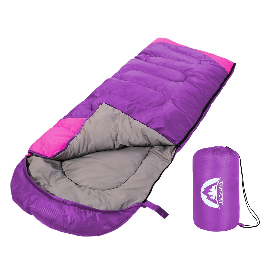 SWTMERRY sleeping bag 3 seasons purple exterior for all-weather camping