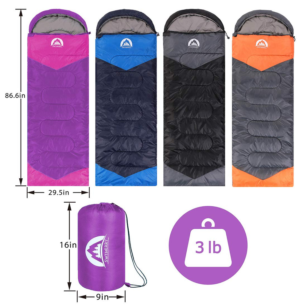 SWTMERRY sleeping bag with waterproof outer material protects in rain