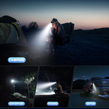 SWZA Included accessories box with headlamp, USB-C cable, and manual.