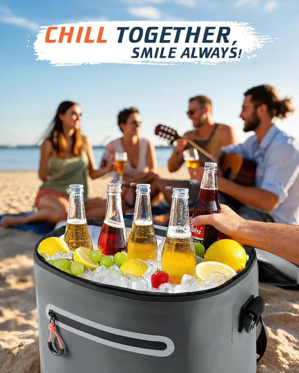 Sydioor cooler with detachable shoulder strap demonstrates portable design for work or travel.
