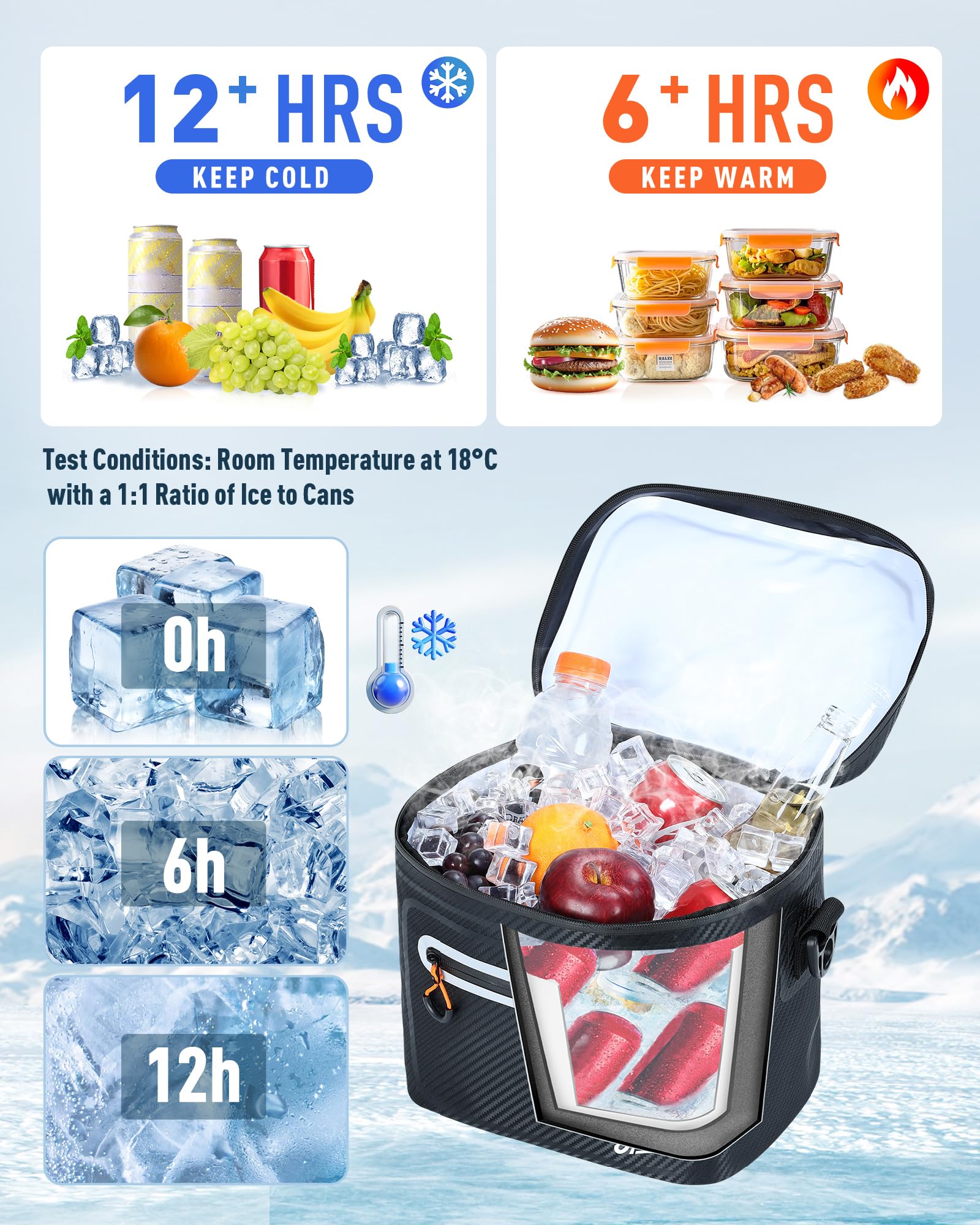 Sydioor mini cooler lunch bag front pocket strap reveals organized storage on the go.