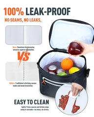 Sydioor mini cooler lunch bag leakproof liner demonstrates spill protection for lunches.