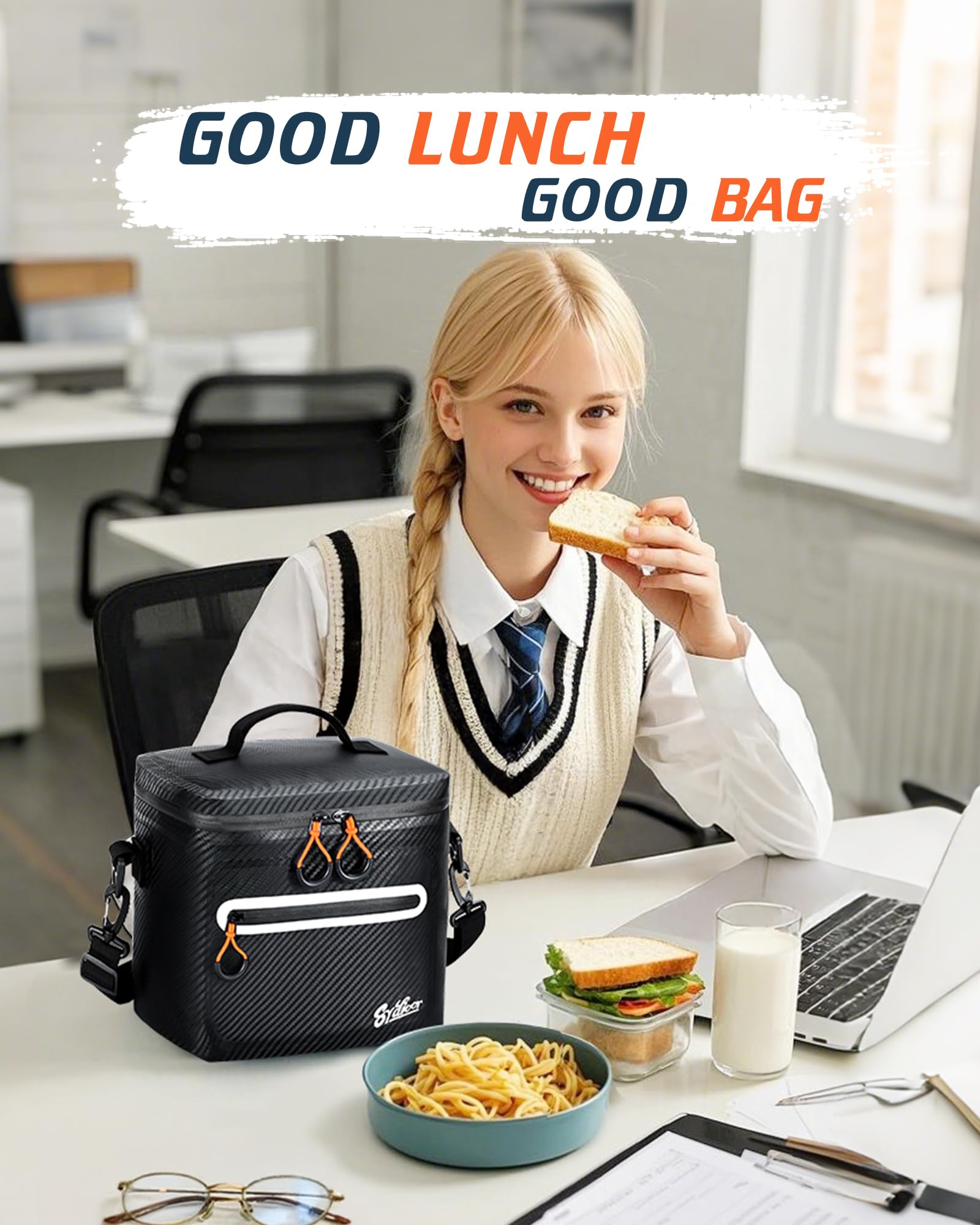 Sydioor mini cooler lunch bag shoulder strap ready for easy carrying.