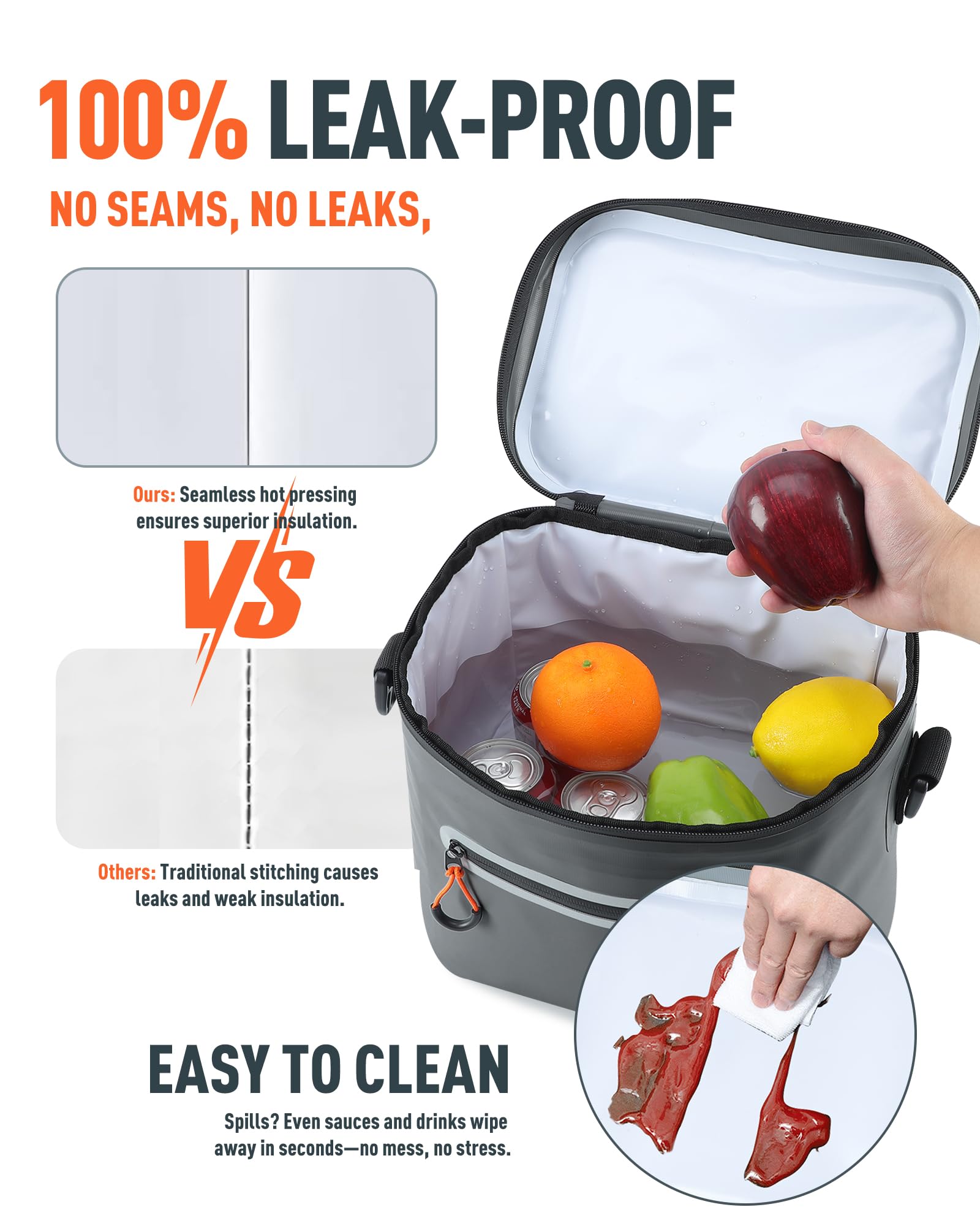 Sydioor cooler lunch bag open inside reveals five-layer insulation for long-lasting coolness.