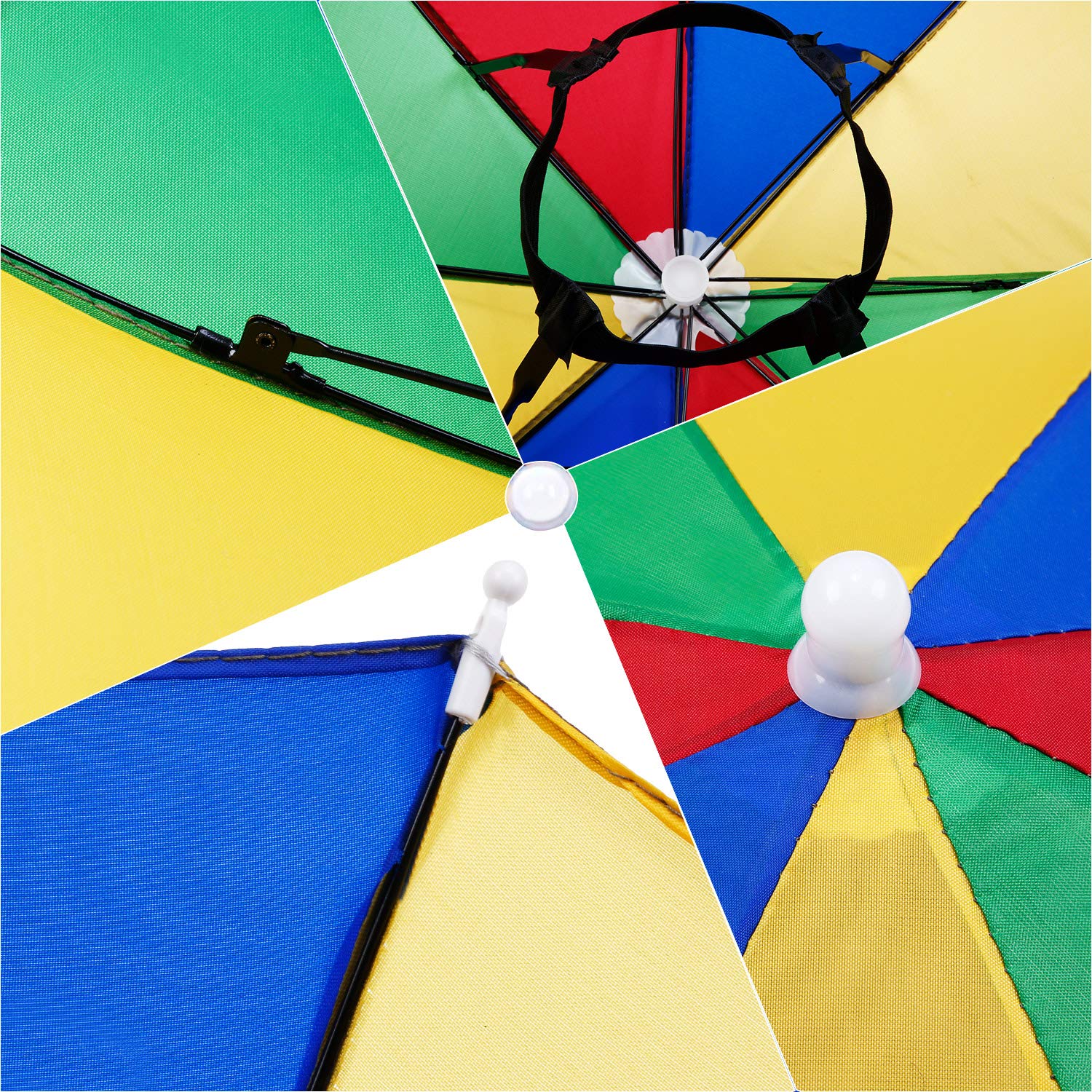 Rainbow umbrella hats worn on head, Style A