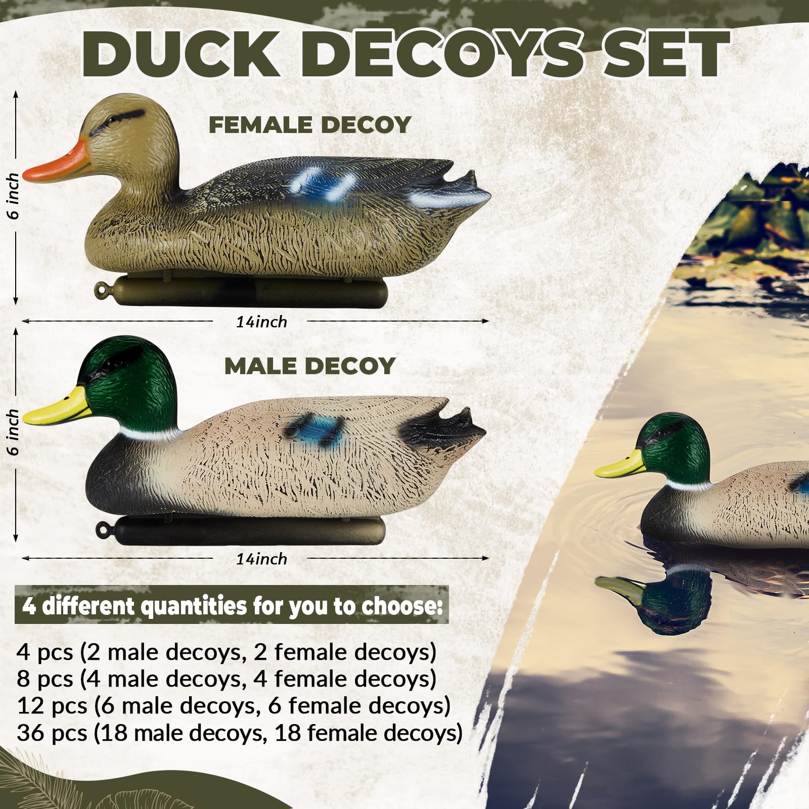 Syhood duck decoy female detail with natural migration colors
