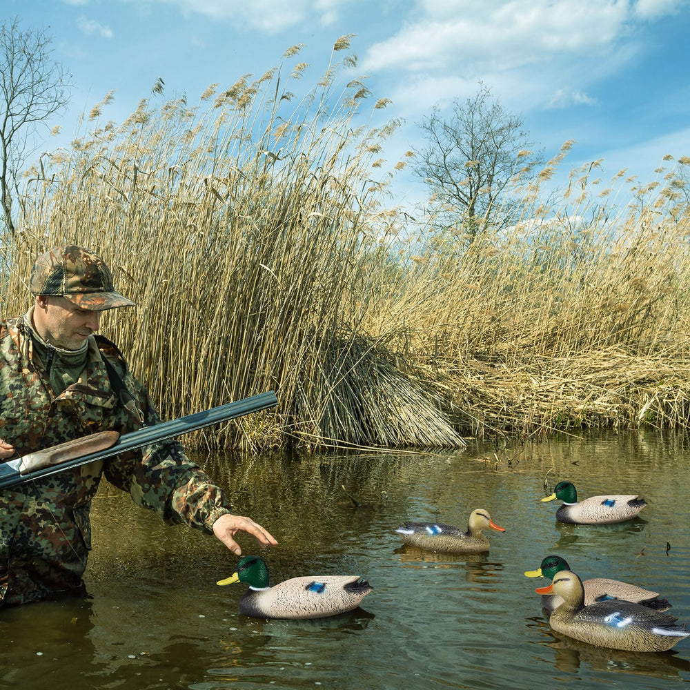Syhood duck decoy mallard side profile for natural pond display