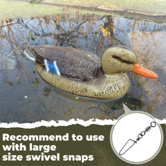 Syhood female duck decoy close-up highlights natural tones for credible spreads.