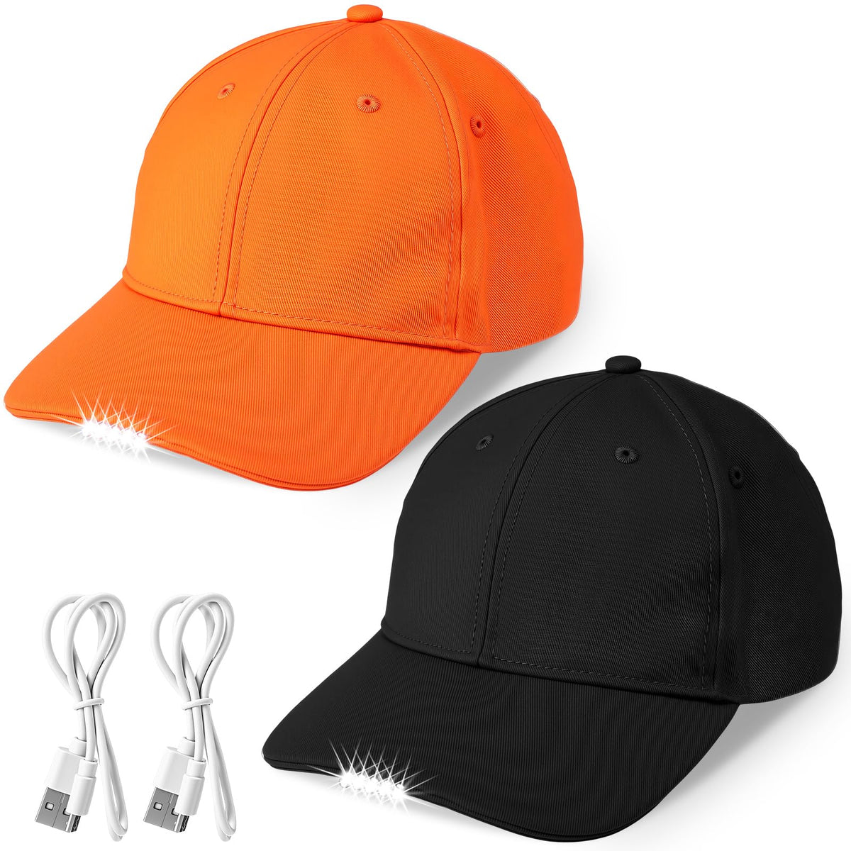 Syhood LED baseball cap black front view with built-in light for hands-free work