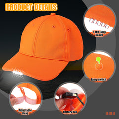 Syhood LED cap black side view with light on for outdoors