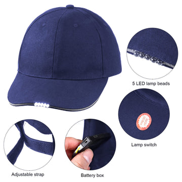 Syhood LED cap brim switch close-up for easy on/off control during activities.