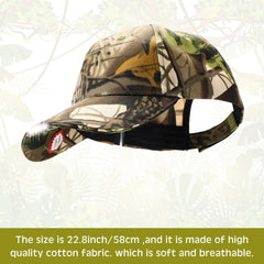 Syhood camouflage cap close-up shows brim light for nighttime outdoor work