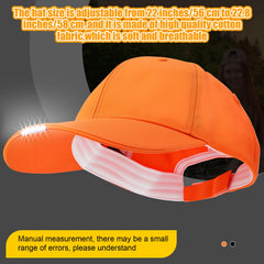 Syhood LED baseball cap orange front view shows light ready for night activities