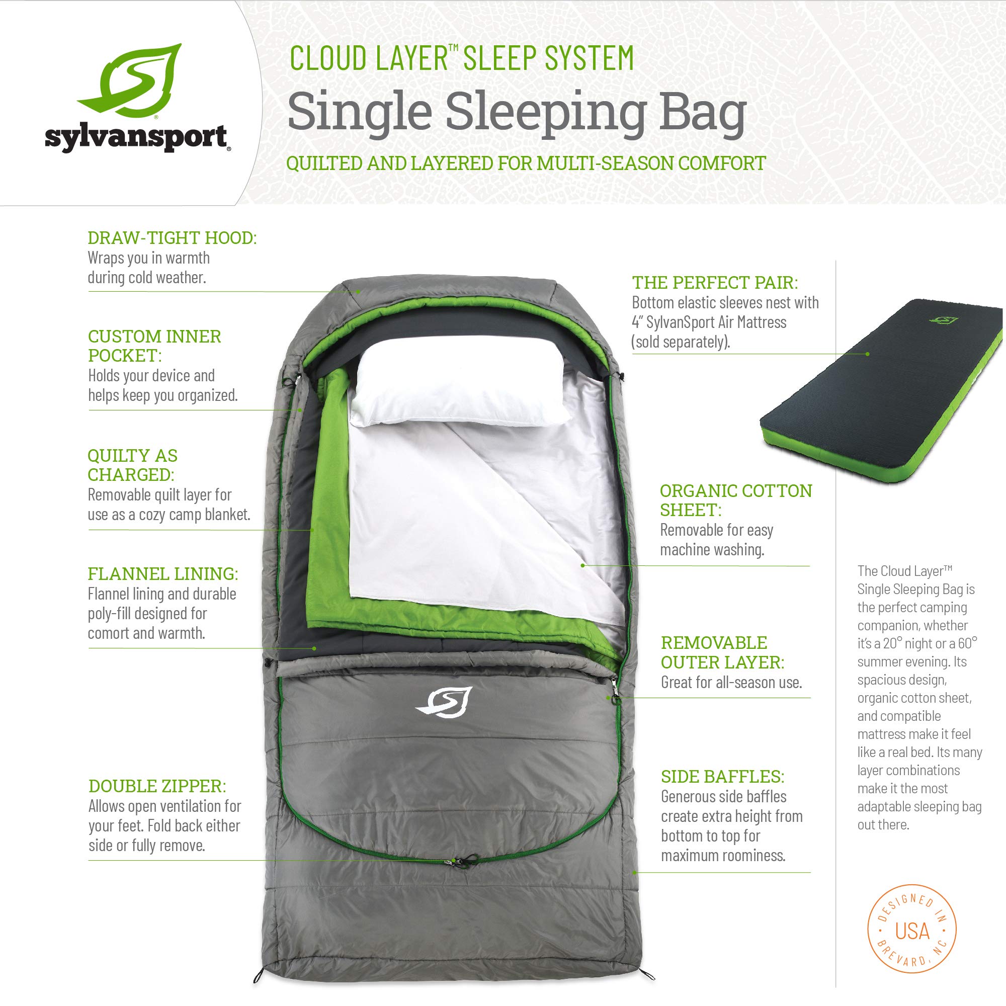 SylvanSport Cloud Layer featuring side pockets and zip lining for organization