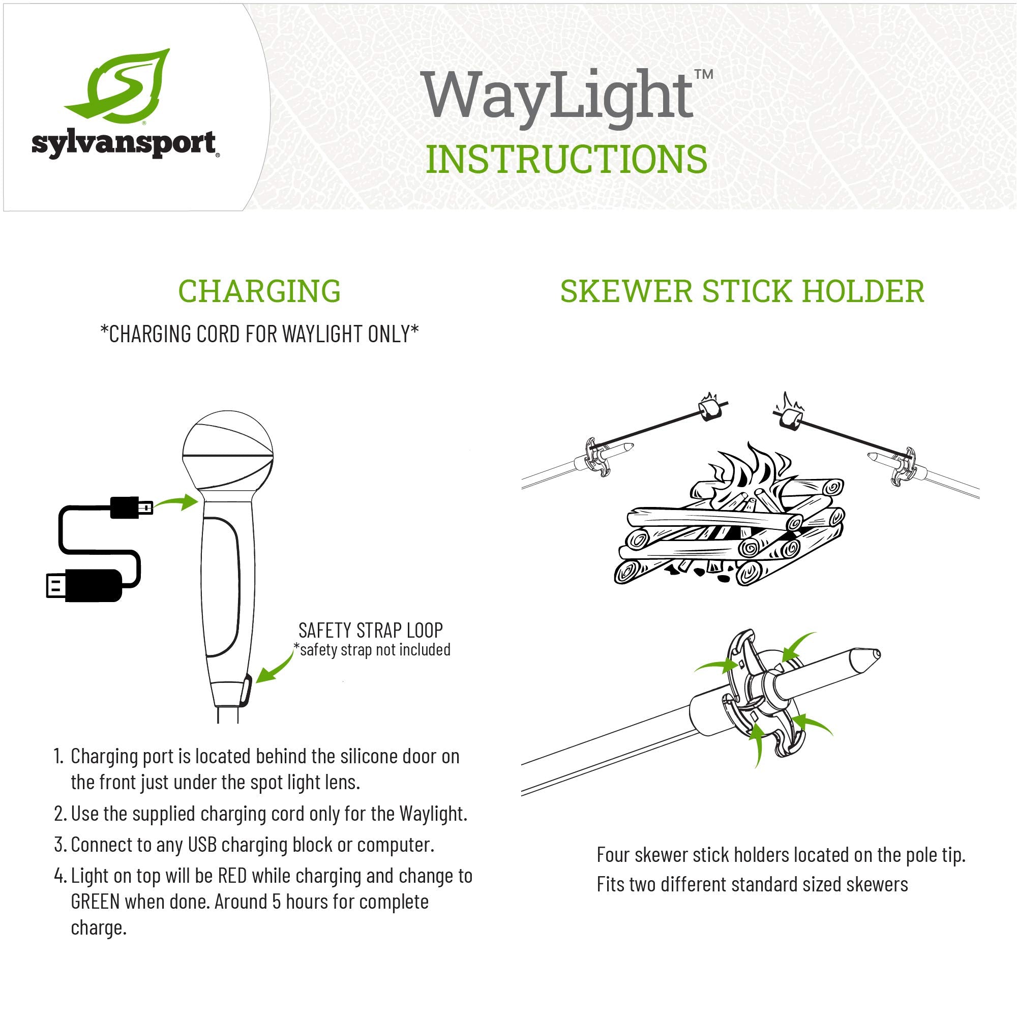 SylvanSport WayLight pole tip stakes illuminate the campsite.