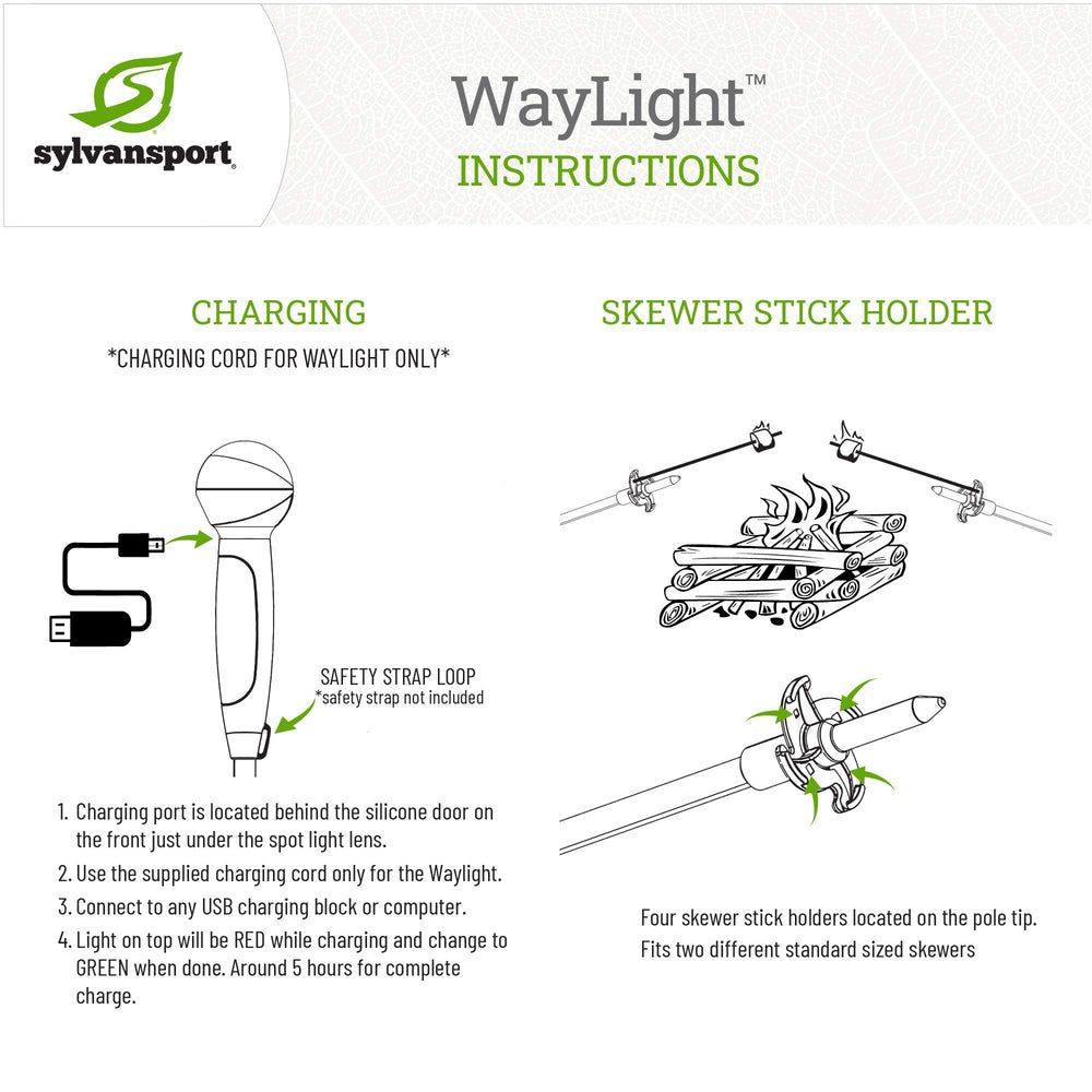 SylvanSport WayLight pole tip stakes illuminate the campsite.