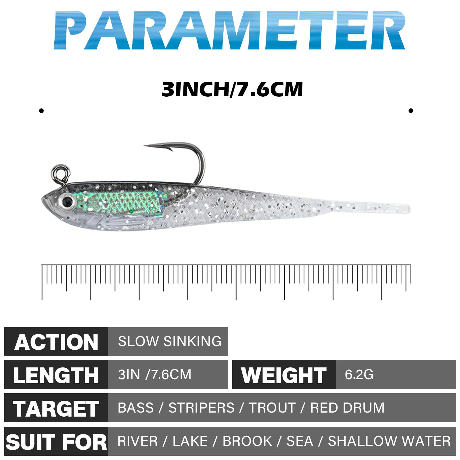 Syosisny soft lure with forked tail minnow design