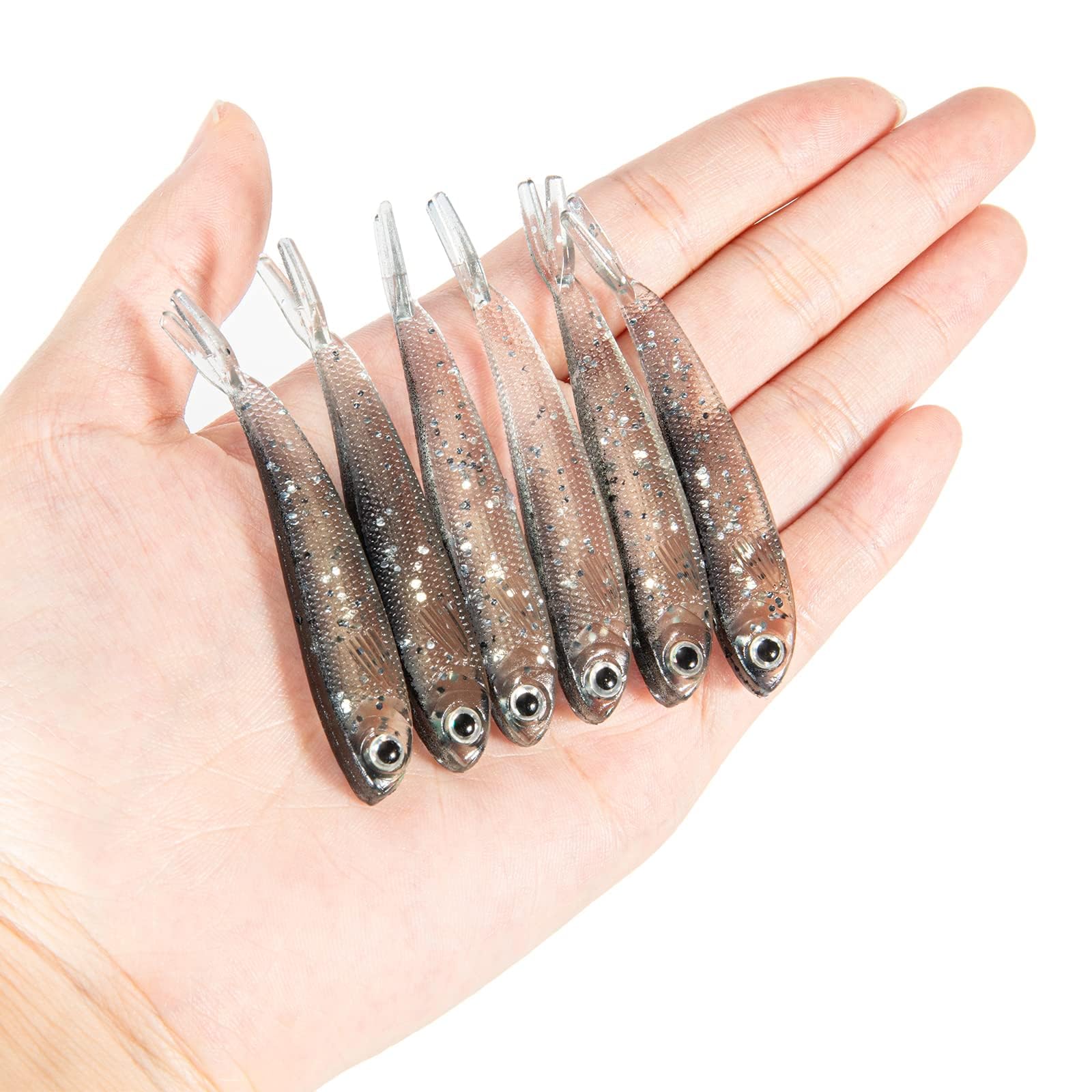 Lustered soft plastic lure with internal sequins